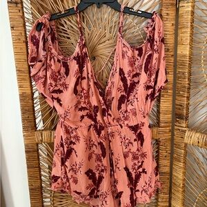 Topshop Pink and Burgundy Floral Garment